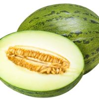 Group of green melons isolated on white background with clipping path