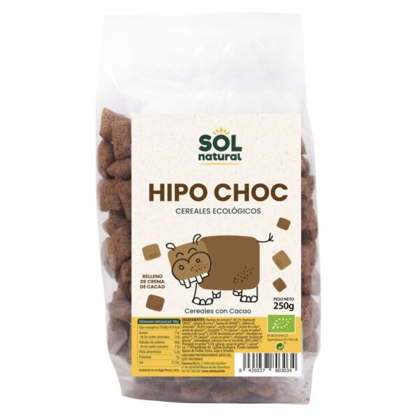 ORGANIC HIPO CHOC CEREALS FILLED WITH CHOCOLATE SOL NATURAL 250GR