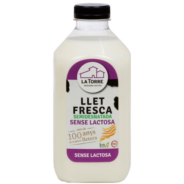 LECHE DE VACA FRESCA SEMIDESNATADA LA TORRE SIN LACTOSA 1 LITRO